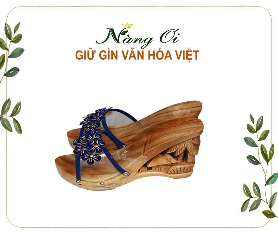 guốc mộc quai trong cao 10cm cho nữ mặc áo dài